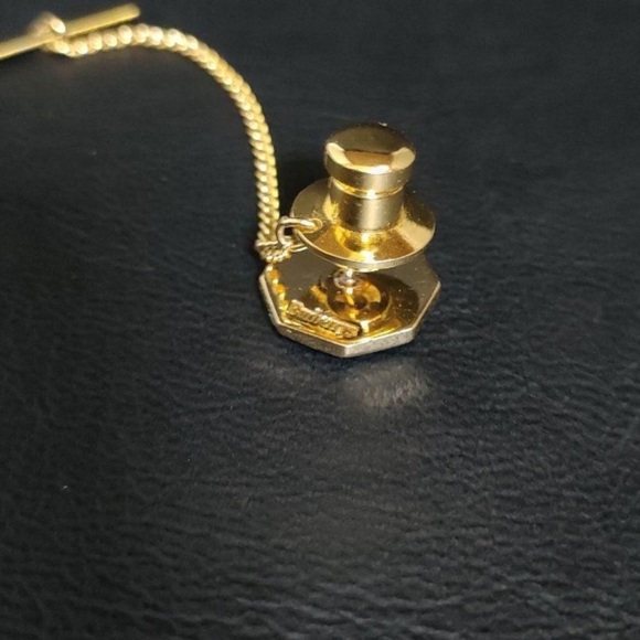 Burberry authentic cufflinks necktie pin blue gold plated octagon - Picture 8 of 12